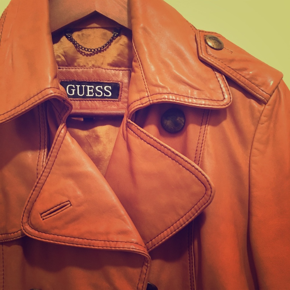 Guess leather coat with belt